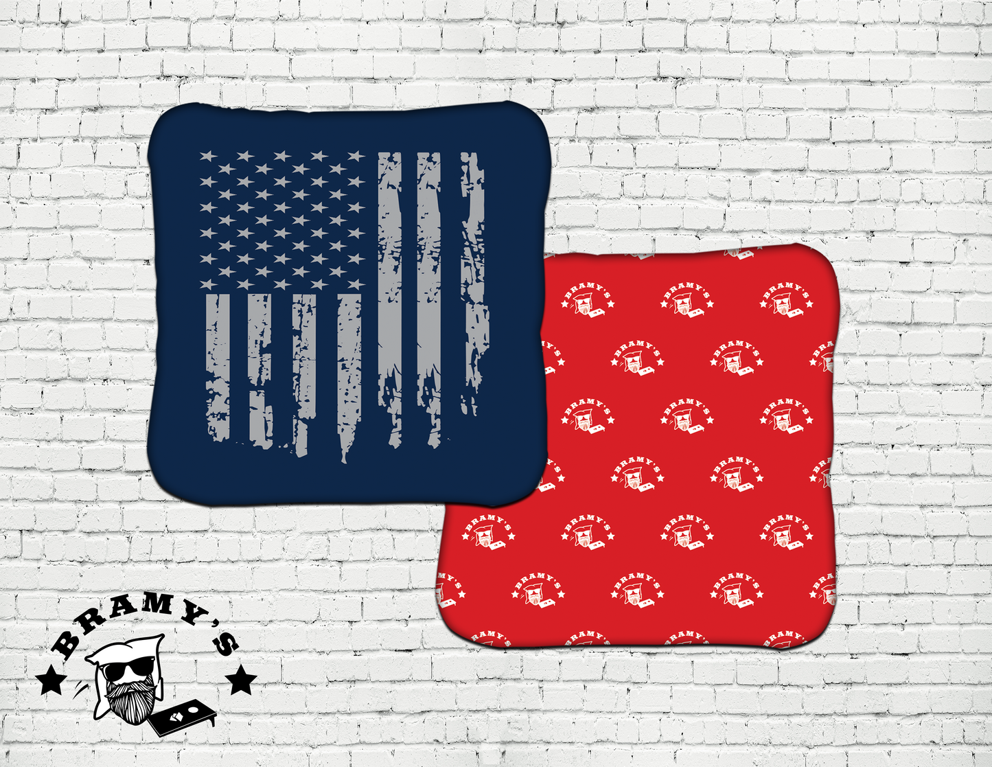 'Merica Flag Bag (4 pack)- Blue/Gray Vertical (red logo back)