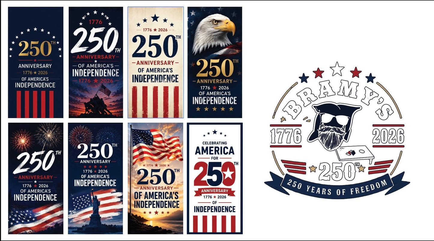 America 250 Pro Boards 3/4 inch Baltic Birch Stock Designs Your choice of 2 color All Weather Resin bag sets
