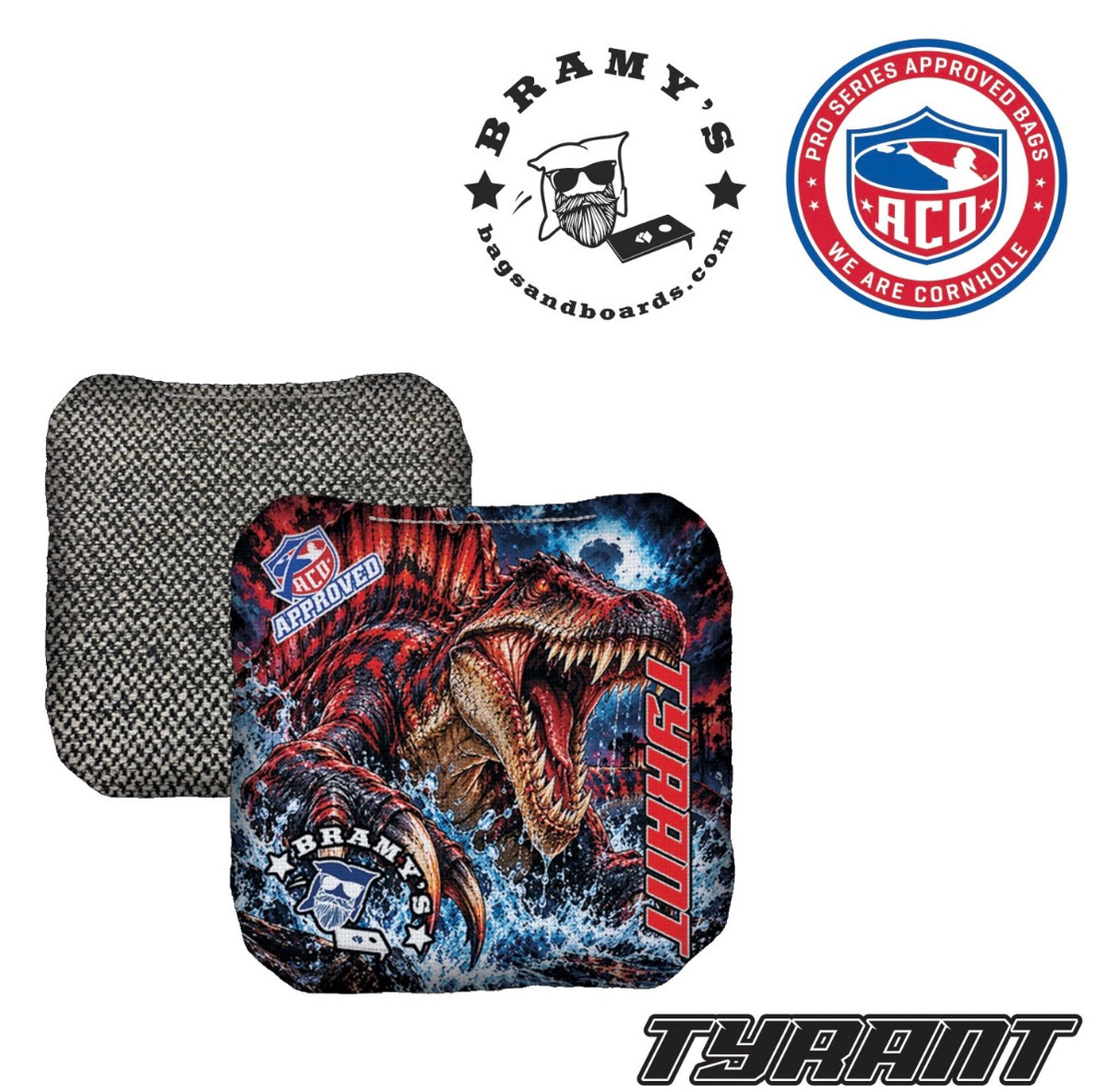 ACO Approved TyRant Series Speed 6/8 Red Text Black or Blue Carpet