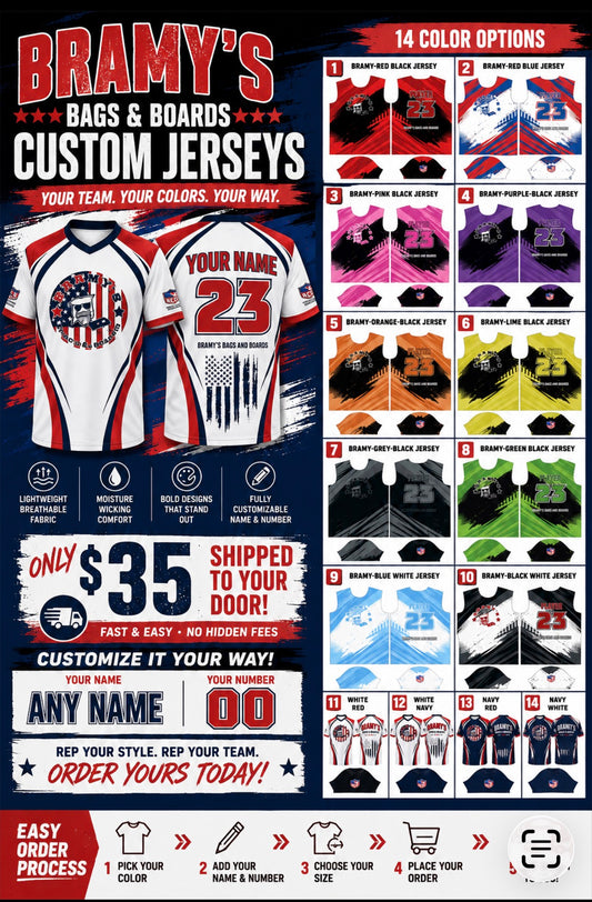Bramy’s Bags Custom Jersey Add Color Option In Cart Notes Free Shipping